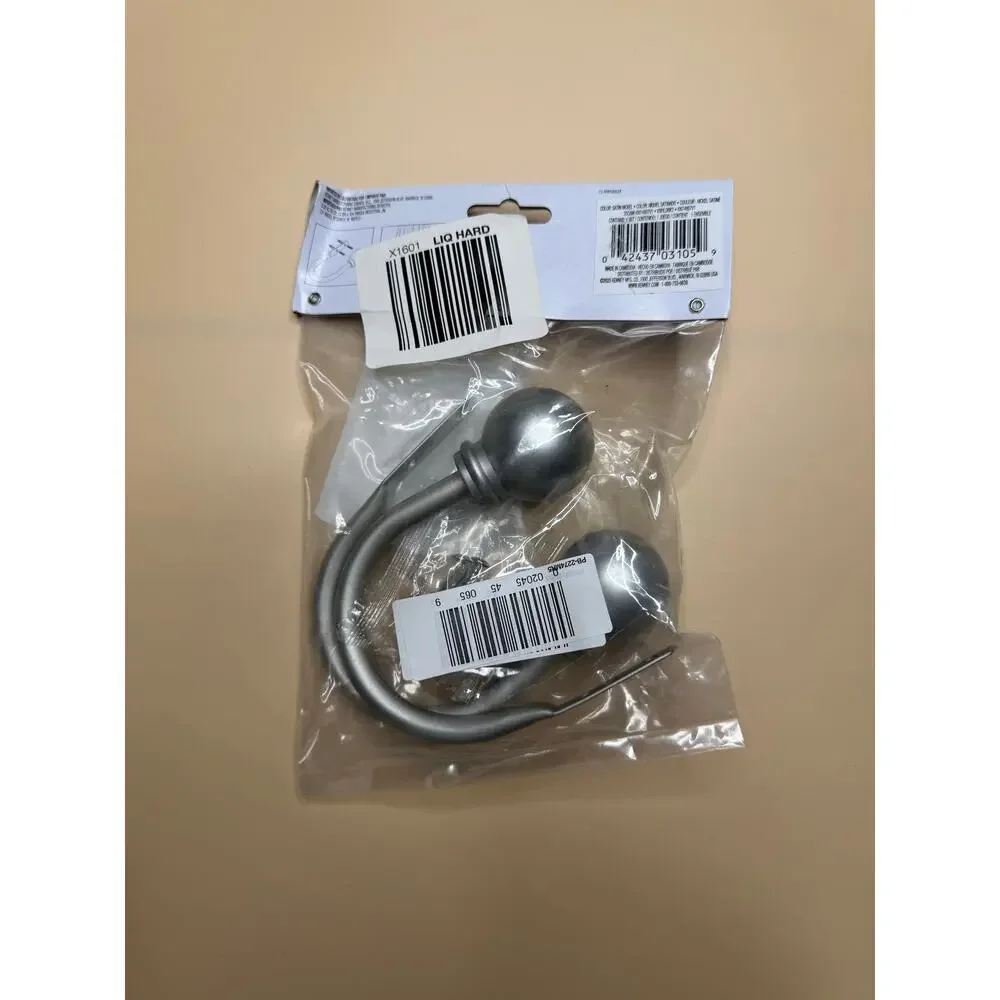 Kenney Chelsea Ball End Decorative Curtain Holdback Set Satin Nickel 2 Piece